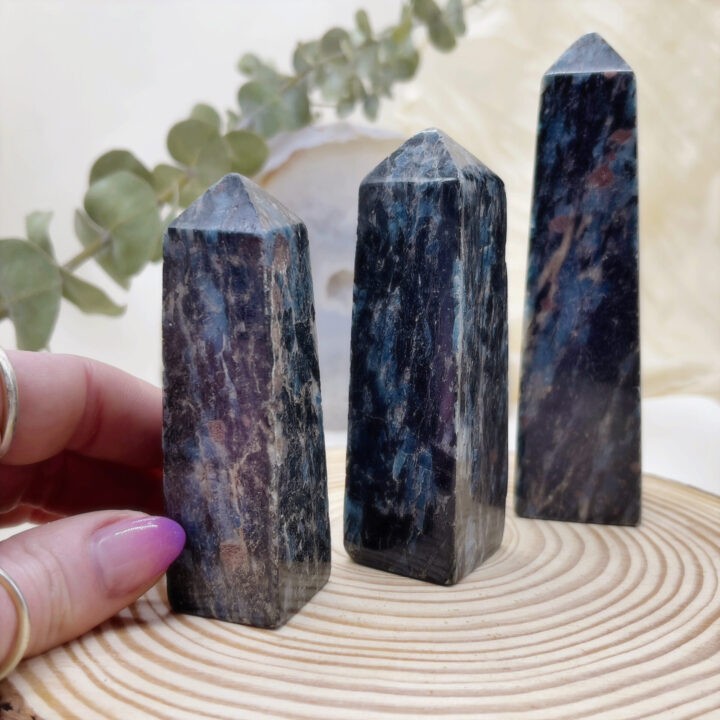 Blue Kyanite with Garnet in Hornblende Obelisk