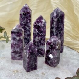 Calm Your Heart Pink Lepidolite in Quartz Obelisk