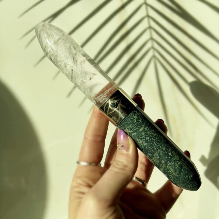 Eye of Ra Kambaba Jasper and Clear Quartz Wand