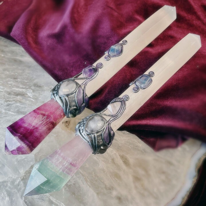 Soul Pathing Fluorite and Selenite Wand