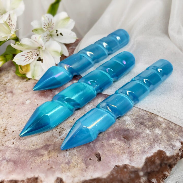 Aqua Aura Selenite Wand