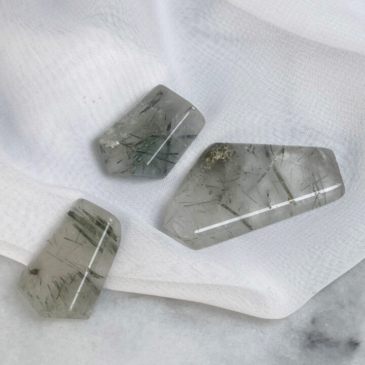 Green Tourmalinated Quartz Meditation Stone