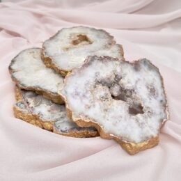 Gold Trimmed White Agate Harmony Slice