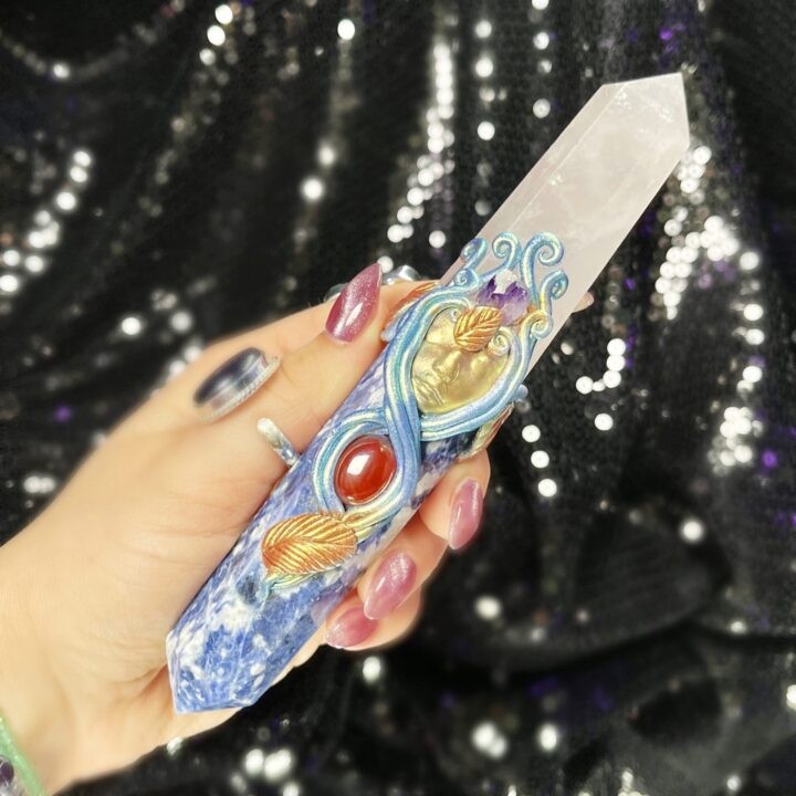 Sweet Dreams Wand with Rose Quartz, Sodalite, Amethyst, and Carnelian