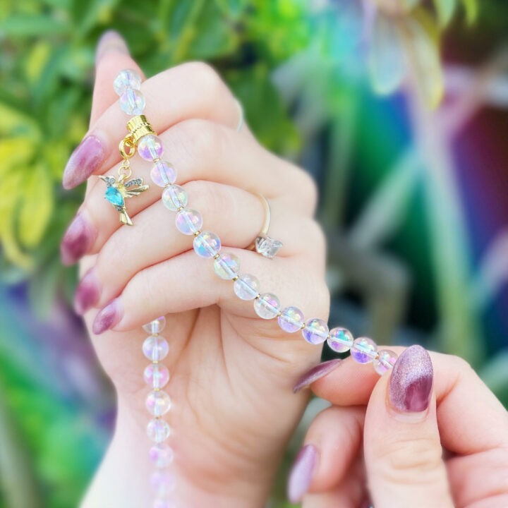 Angel Aura Quartz Hummingbird Mala