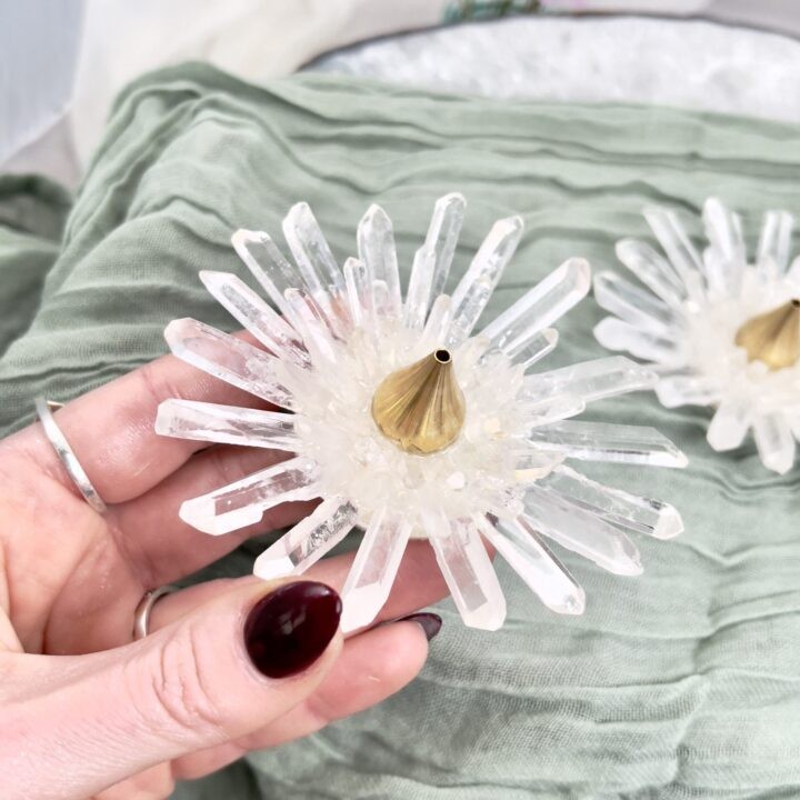 Clear Quartz Flower Incense Holder