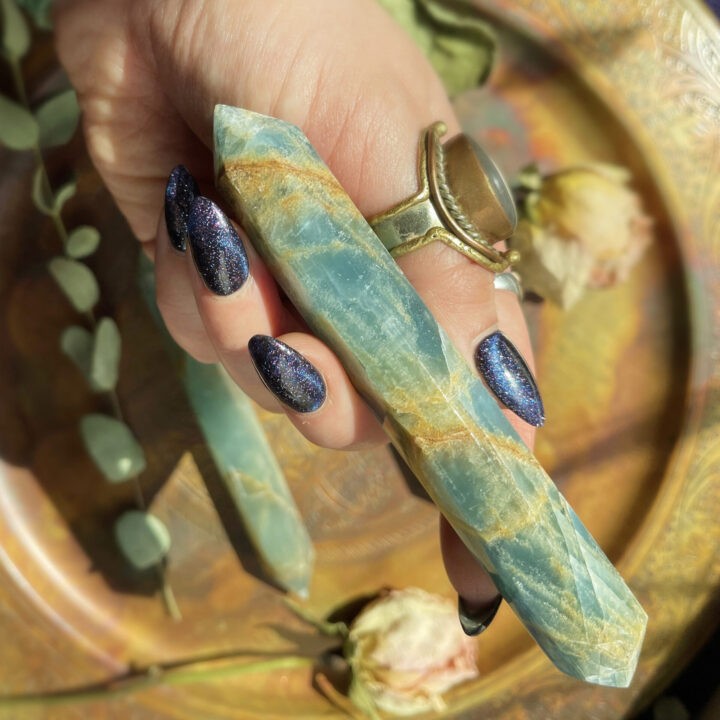 Double Terminated Lemurian Blue Calcite Wand