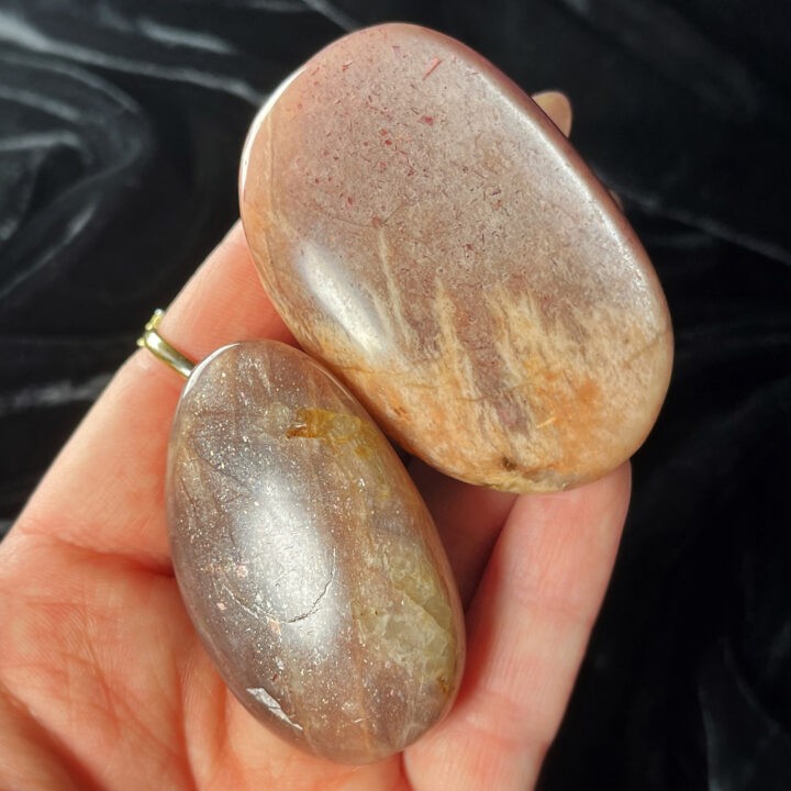 Peach Moonstone & Sunstone Palm Stone