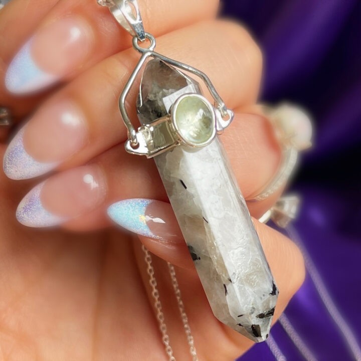 Deepen Your Intuition Rainbow Moonstone and Aquamarine Pendant