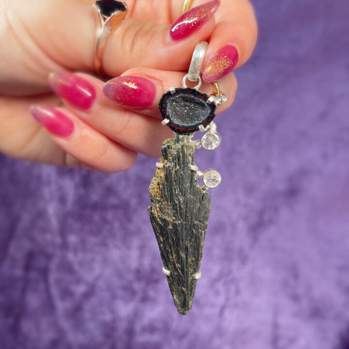 Black Kyanite and Sterling Silver Pendant