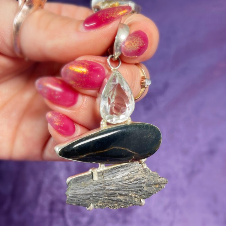 Black Kyanite and Sterling Silver Pendant