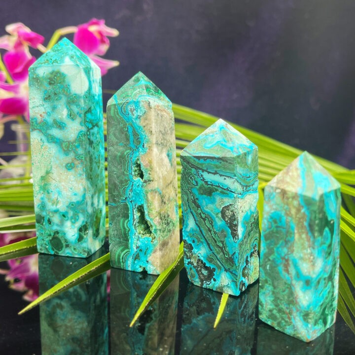 Chrysocolla, Shattuckite, and Malachite Obelisk