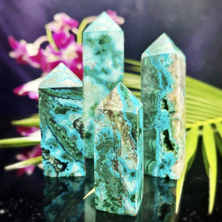 Chrysocolla, Shattuckite, and Malachite Obelisk