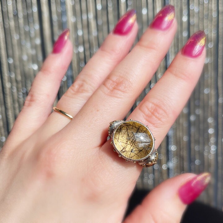 Tourmalinated Quartz Ring