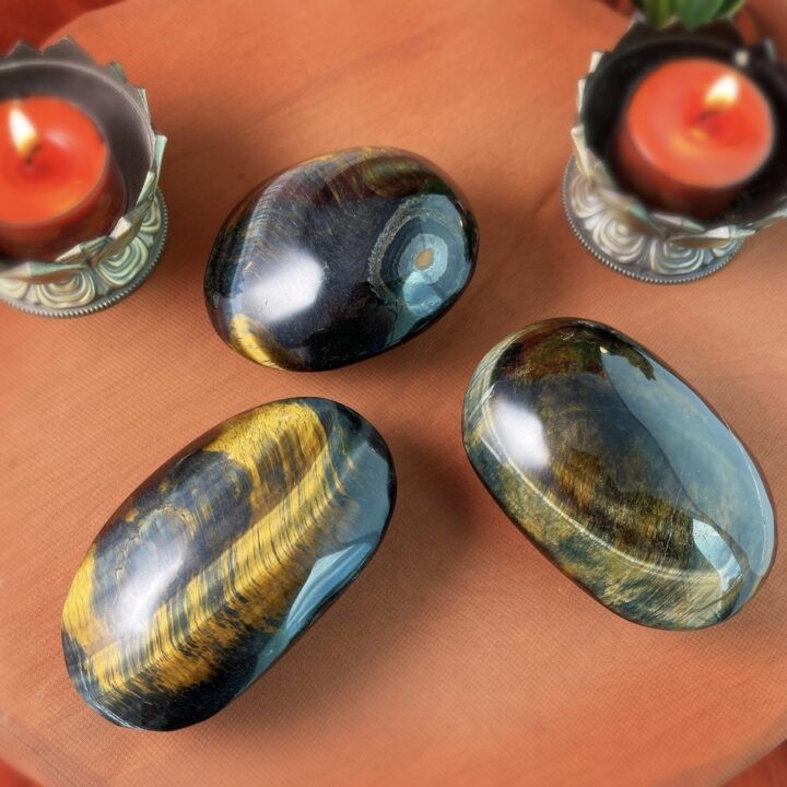 Blue Tigers Eye Wise Priestess Palm Stone