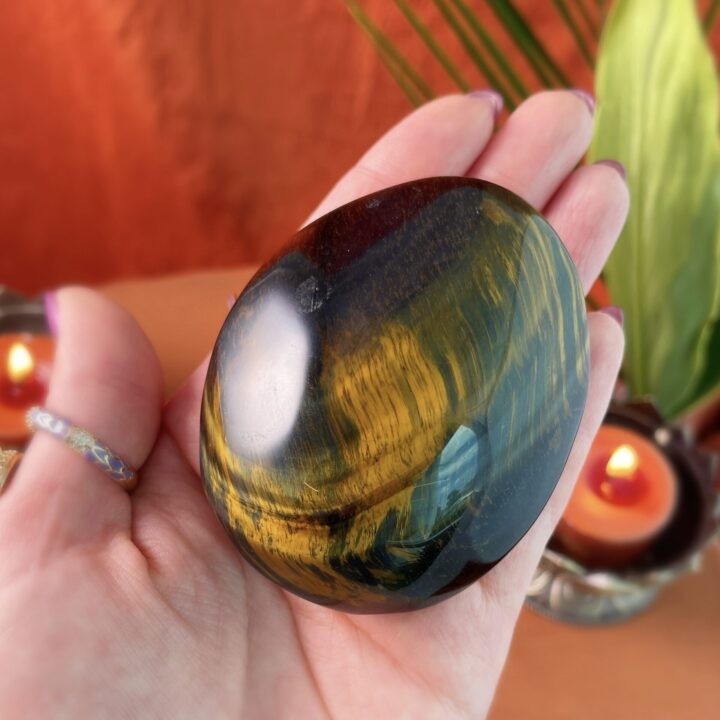 Blue Tigers Eye Wise Priestess Palm Stone