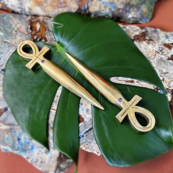 Everlasting Wisdom Brass and Tanzanite Ankh Athame