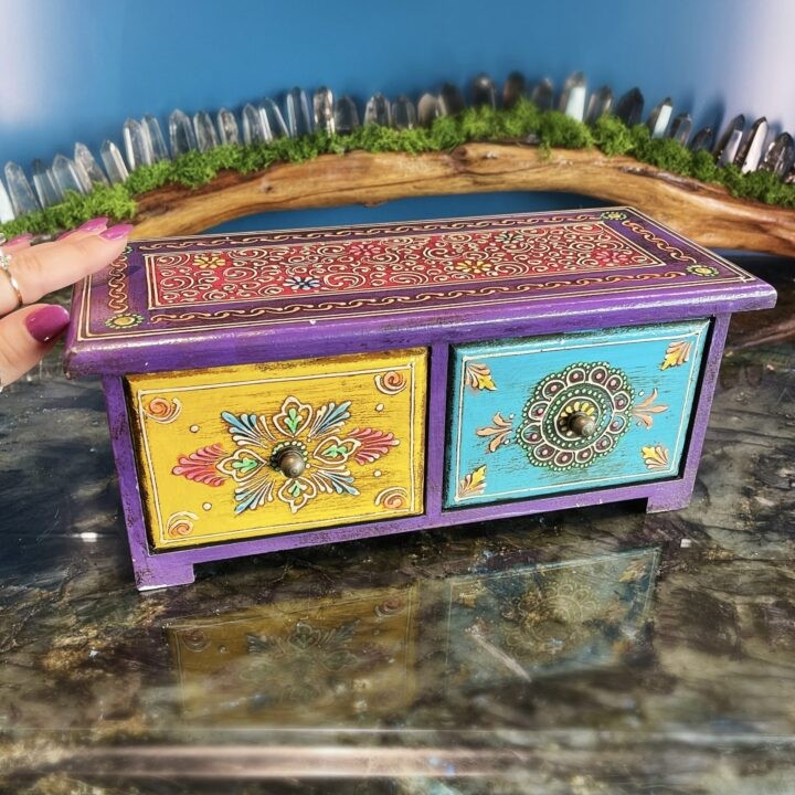 Hand Painted Mango Wood Altar Drawers