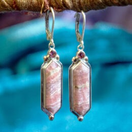 Power of Love Rhodochrosite and Pink Tourmaline Earrings