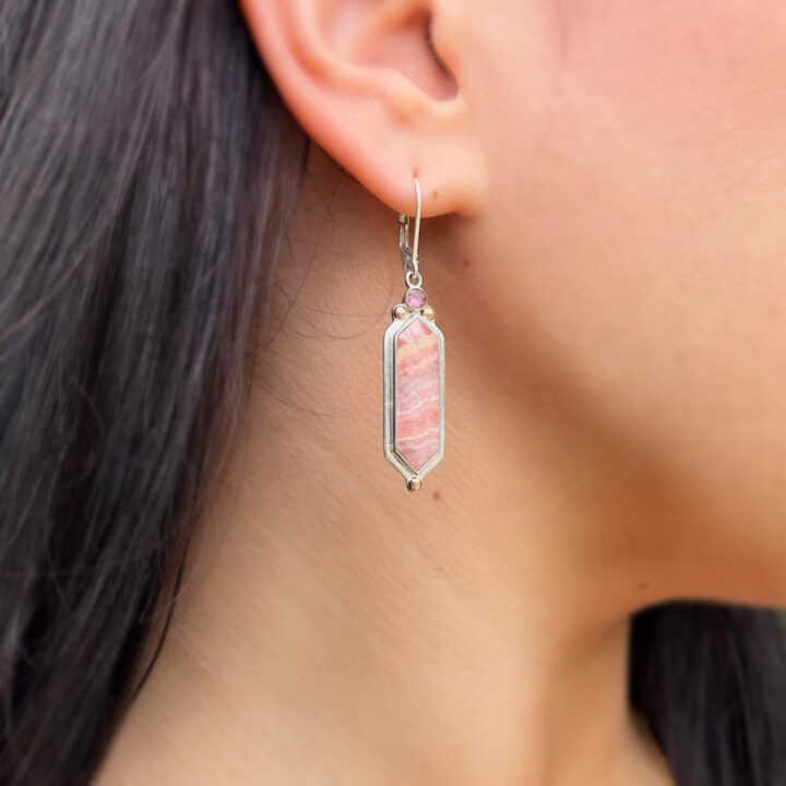 Power of Love Rhodochrosite and Pink Tourmaline Earrings