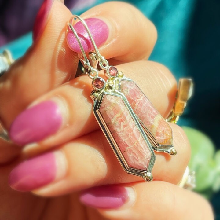 Power of Love Rhodochrosite and Pink Tourmaline Earrings