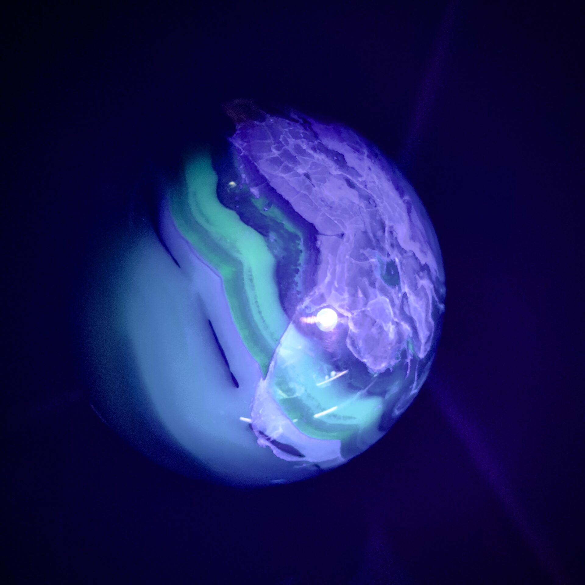 UV Reactive hot Volcano Agate Sphere