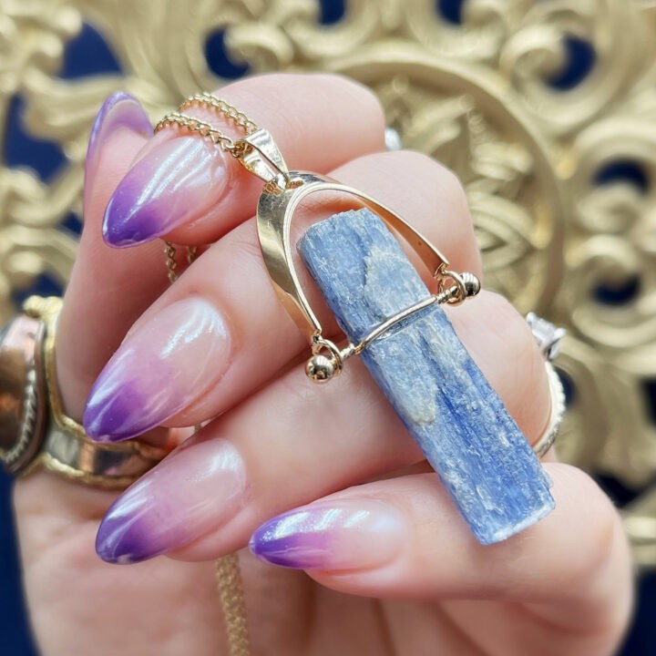 Lucky Horseshoe Blue Kyanite Pendant