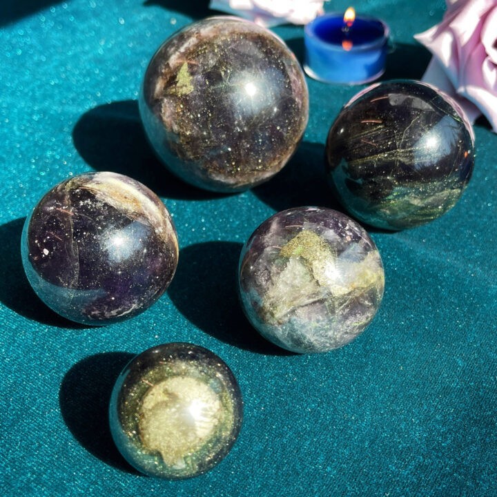 Night Fluorite with Pyrite Sphere