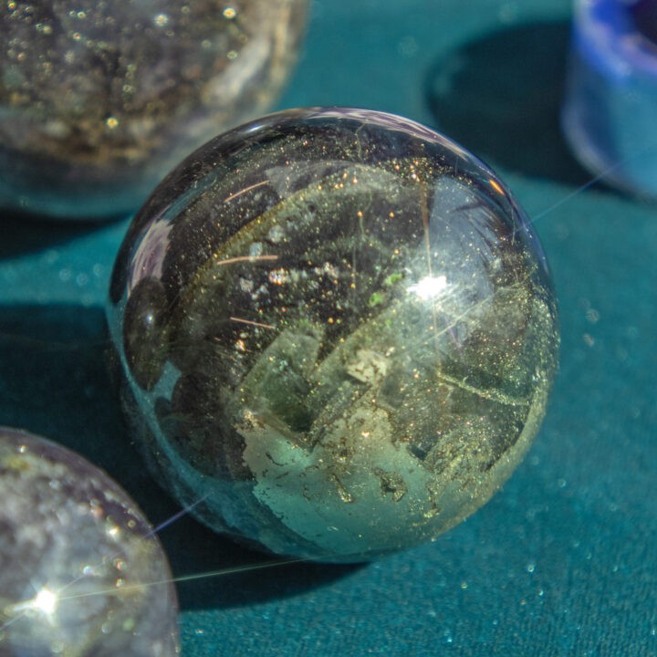 Night Fluorite with Pyrite Sphere