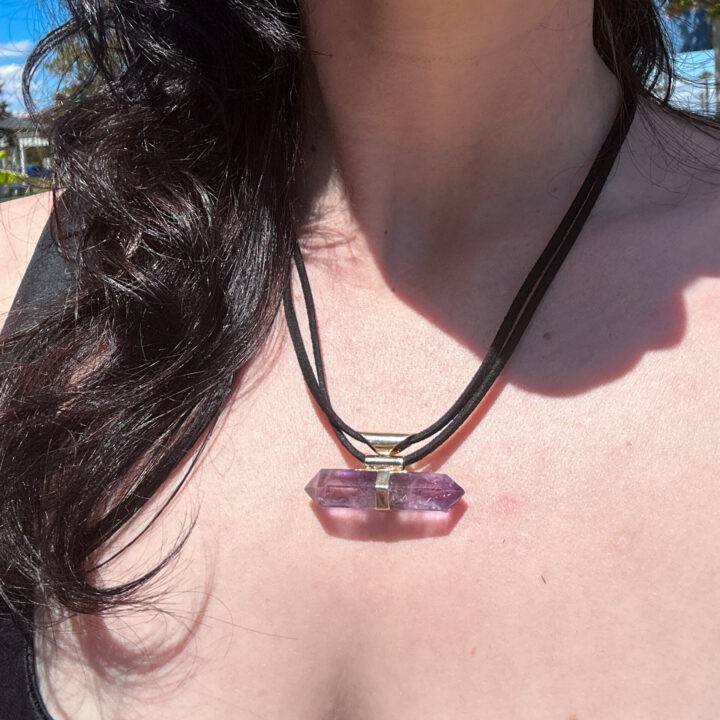 Double Terminated Amethyst Wandlet Necklace