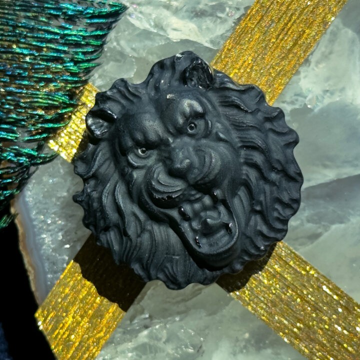 Regal Guardian Black Obsidian Lion Head