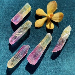 Yellow and Purple Aura Quartz Point