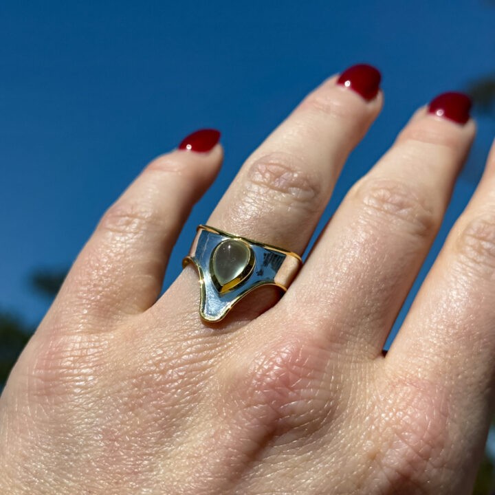 Chevron Prehnite Ring