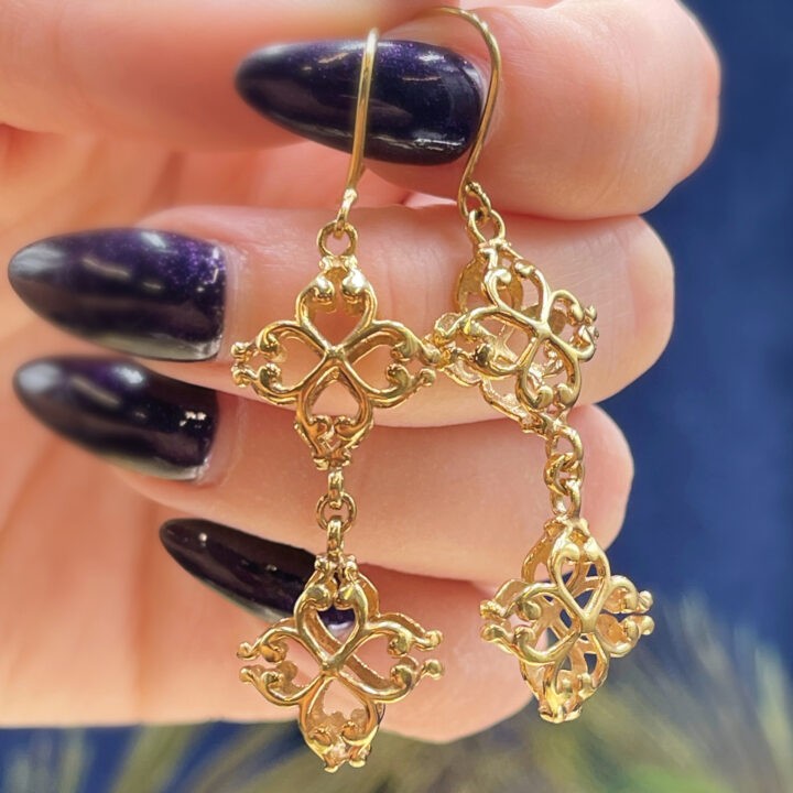 Gold Double Quatrefoil Earrings (1)