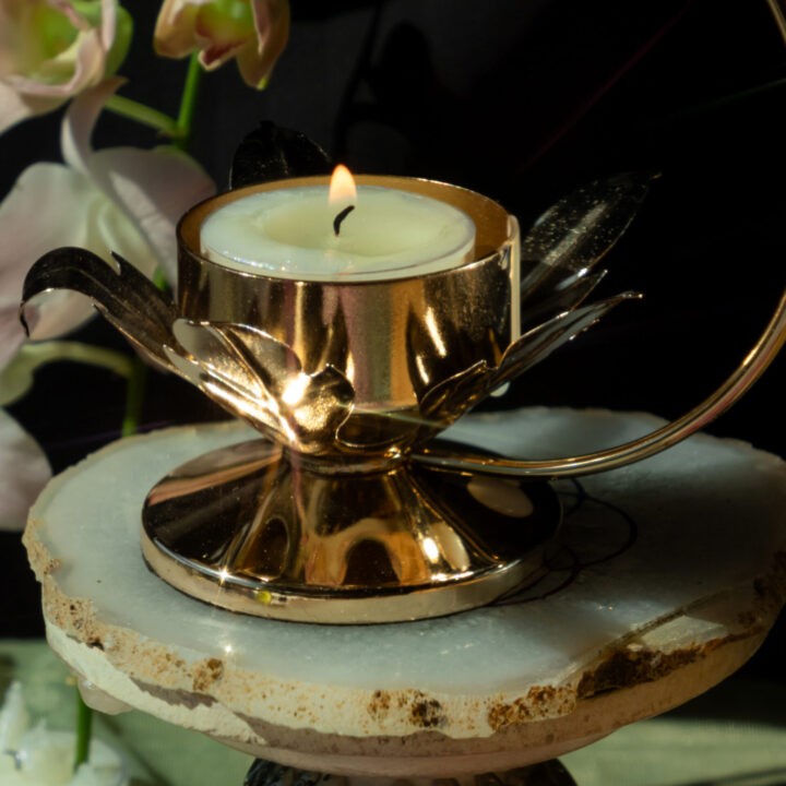 Golden Hummingbird Tea Light Holder