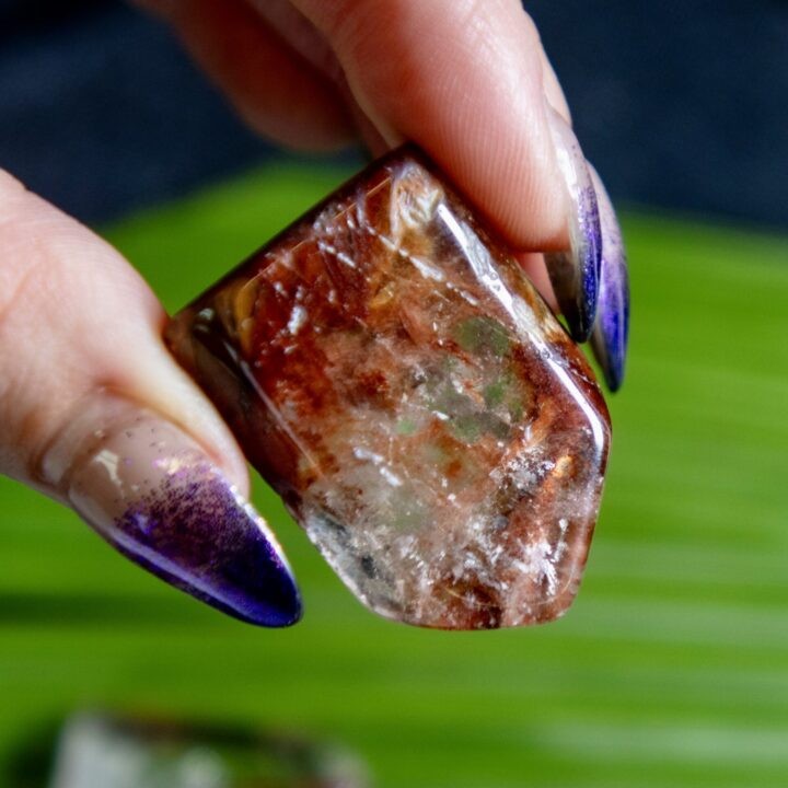 Polished Amphibole Quartz Meditation Stone