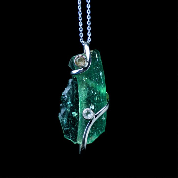 Ancient Roman Glass with Herkimer Diamond Pendant