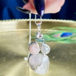 Super 7 with Morganite, Green Tourmaline, White Topaz, and Tourmilinated Quartz Necklace