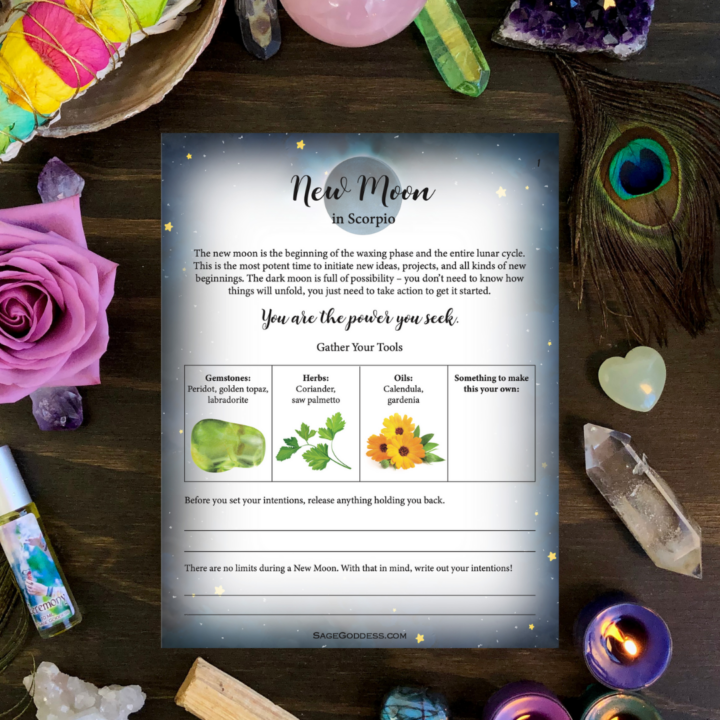 Free Downloadable Scorpio New Moon Worksheet