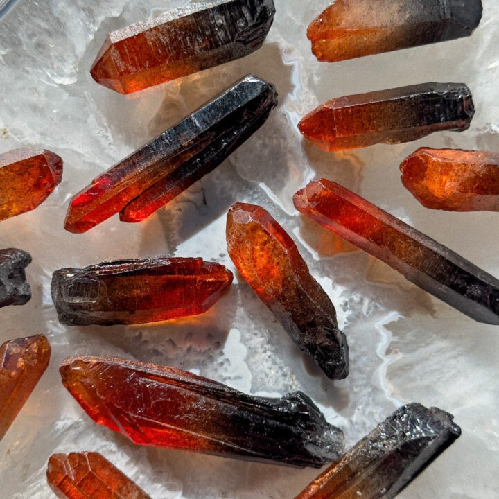 Black and Orange Aura Quartz Point