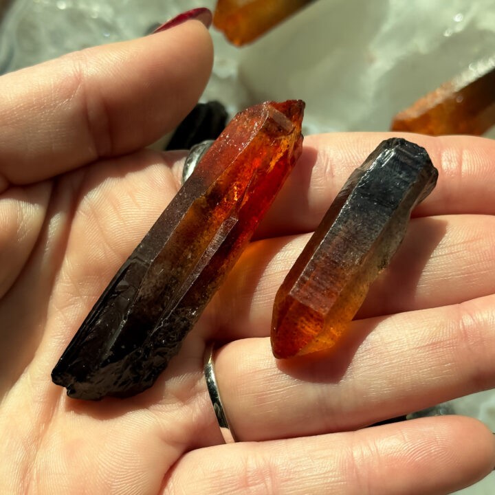 Black and Orange Aura Quartz Point