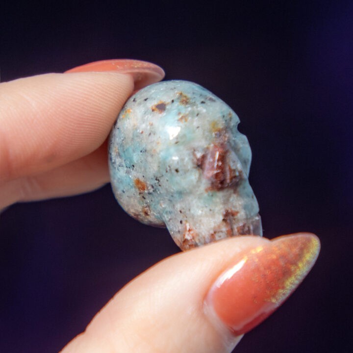 Mini Amazonite and Almandine Garnet Skull