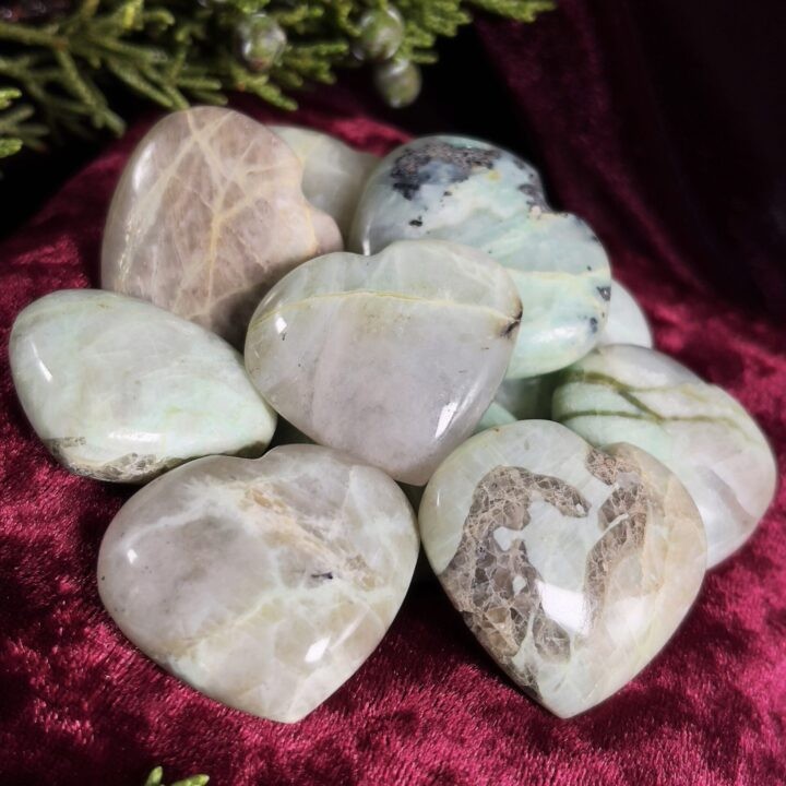 Garnierite and Moonstone Mini Heart