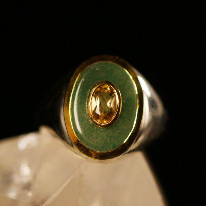 Good Luck Green Aventurine & Citrine Unisex Ring