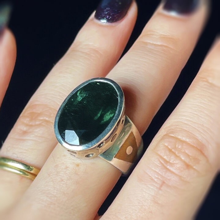 Green Tourmaline Sterling Silver Ring