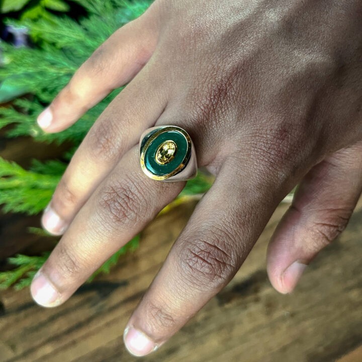 Good Luck Green Aventurine & Citrine Unisex Ring