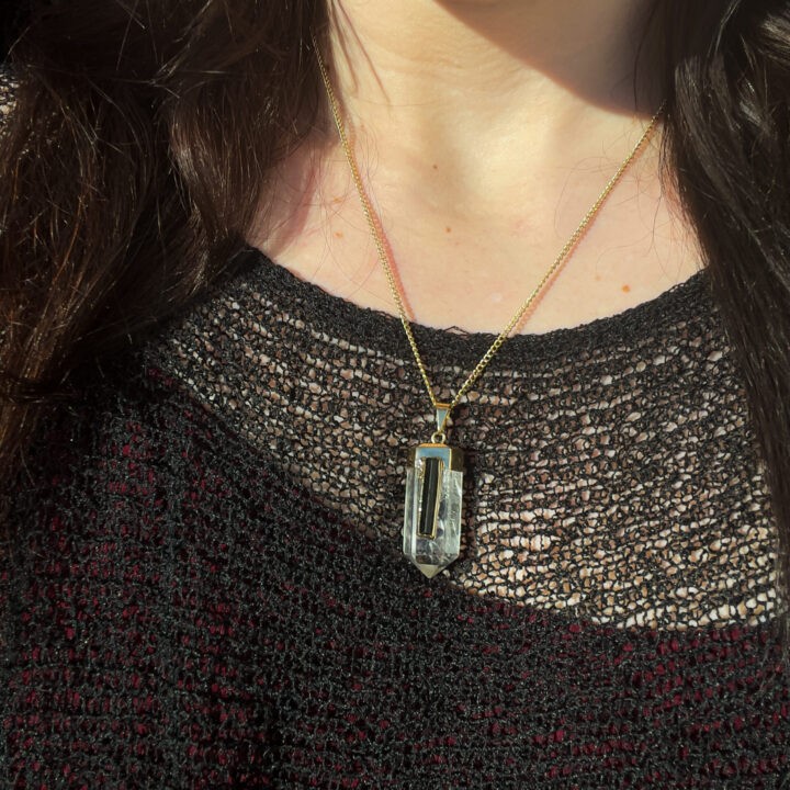 Green Tourmaline & Clear Quartz Pendant