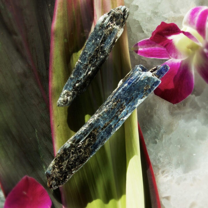 Natural Blue Kyanite with Phlogopite and Black Tourmaline