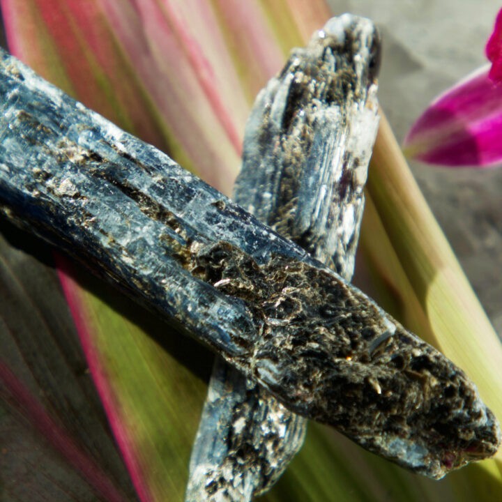 Natural Blue Kyanite with Phlogopite and Black Tourmaline