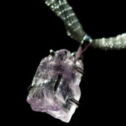 Resilient Heart Kunzite with Titanium Mesh Necklace